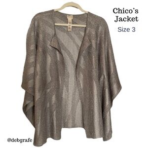 🚨Chico’s TRAVELERS COLLECTION
Crushed Silver Gray Jacket. Size 3.. Textured.